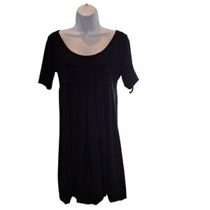 White House Black Market Womens Shift Mini Dress Black Medium Short Sleeve Goth